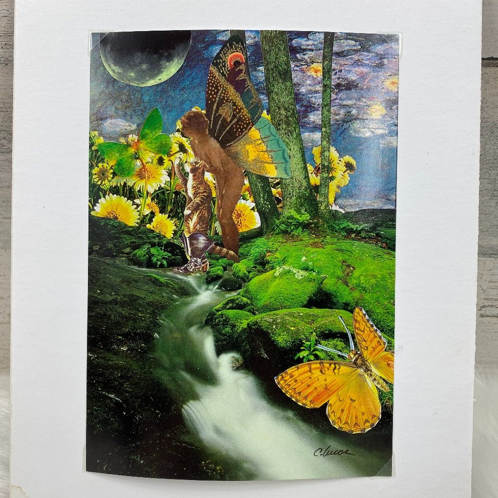 C. Lucas Digital Collage Print Signed Fairy - Picture 1 of 7